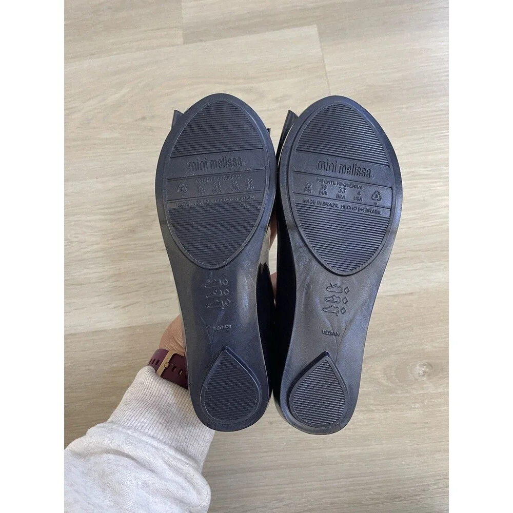 Mini Melissa Girls Blue Star Bow Jelly Flats Slip-On US 4 EU 35 Farmcore Vegan